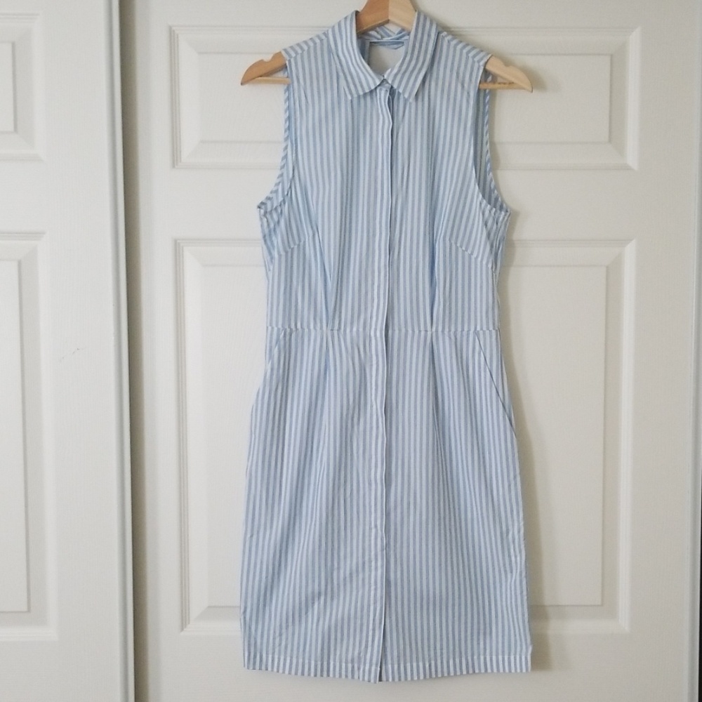 Light Blue and White Striped Dress